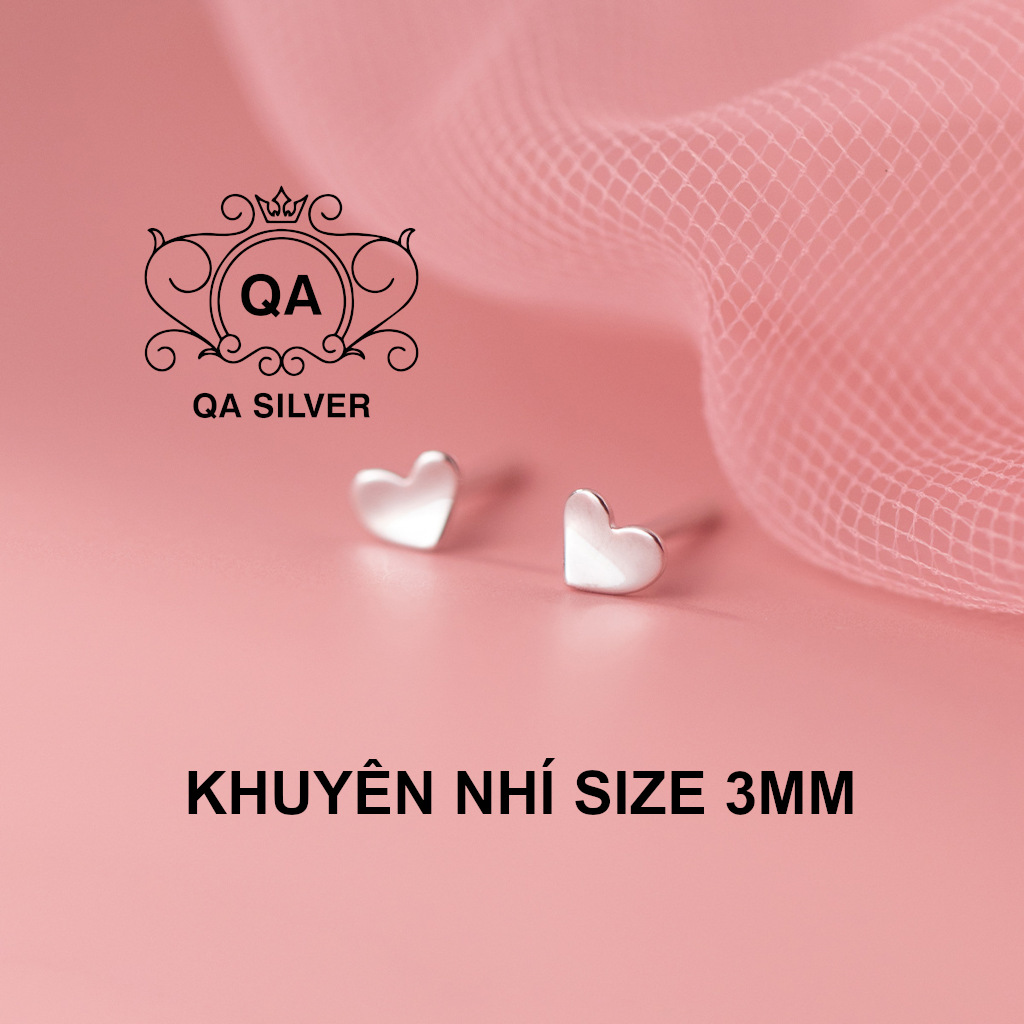 Bông tai bạc 925 trái tim bay khuyên nụ nhí tối giản S925 HEART QA SILVER Earrings EA231208