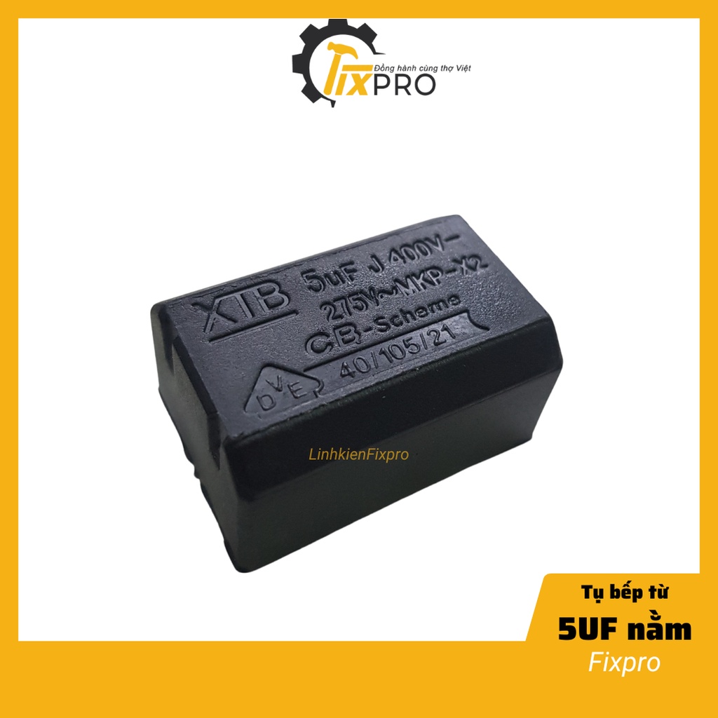 Tụ bếp từ 5uF loại nằm màu đen chính hãng BM chất lượng tốt - Fixpro