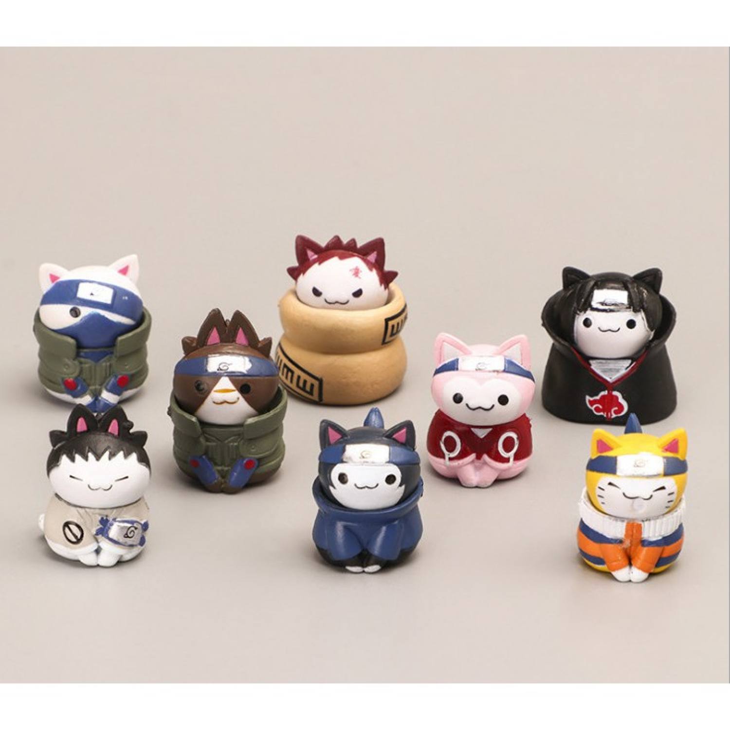 Full bộ mô hình 8 con Mèo Naruto đầu tròn quà tặng trang trí