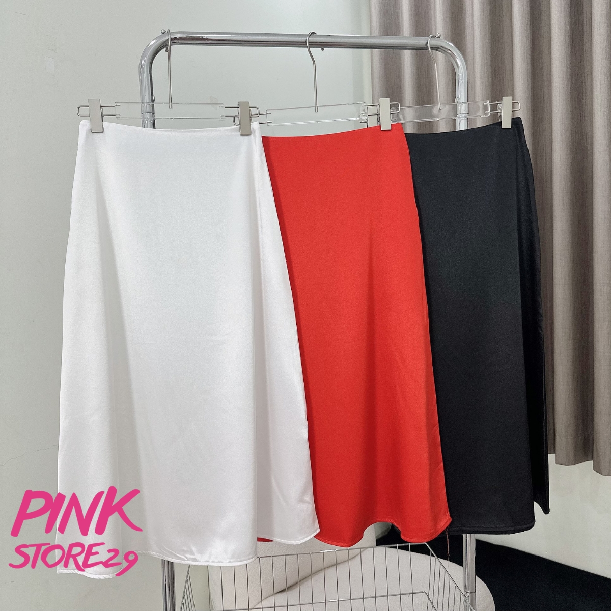 Chân Váy Lụa Dáng Dài PINKSTORE29 Kiểu Tiểu Thư Sang Chảnh C085