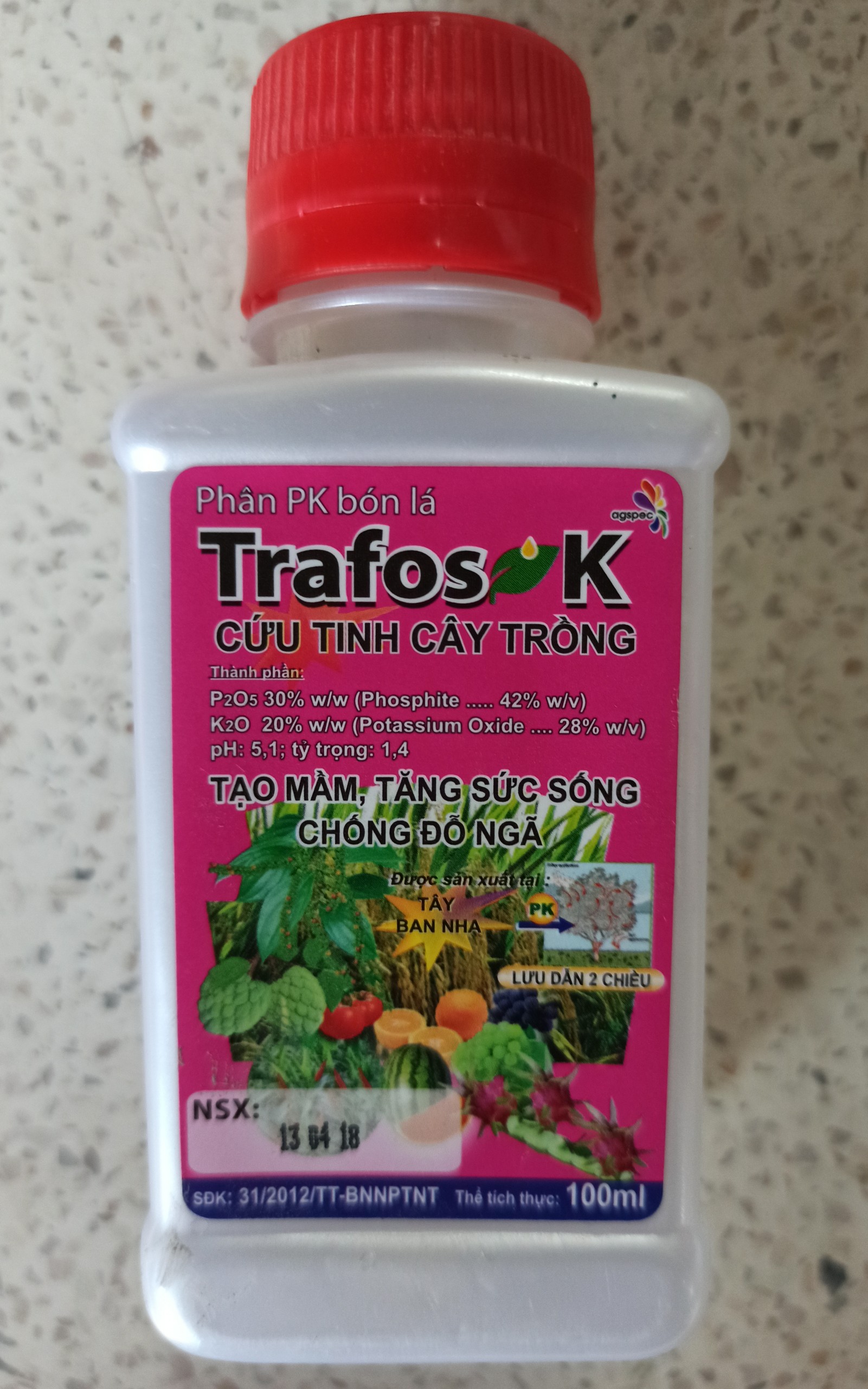 Phân bón lá - TRAFOS K - Tăng sức sống cây trồng - Chai 100ml