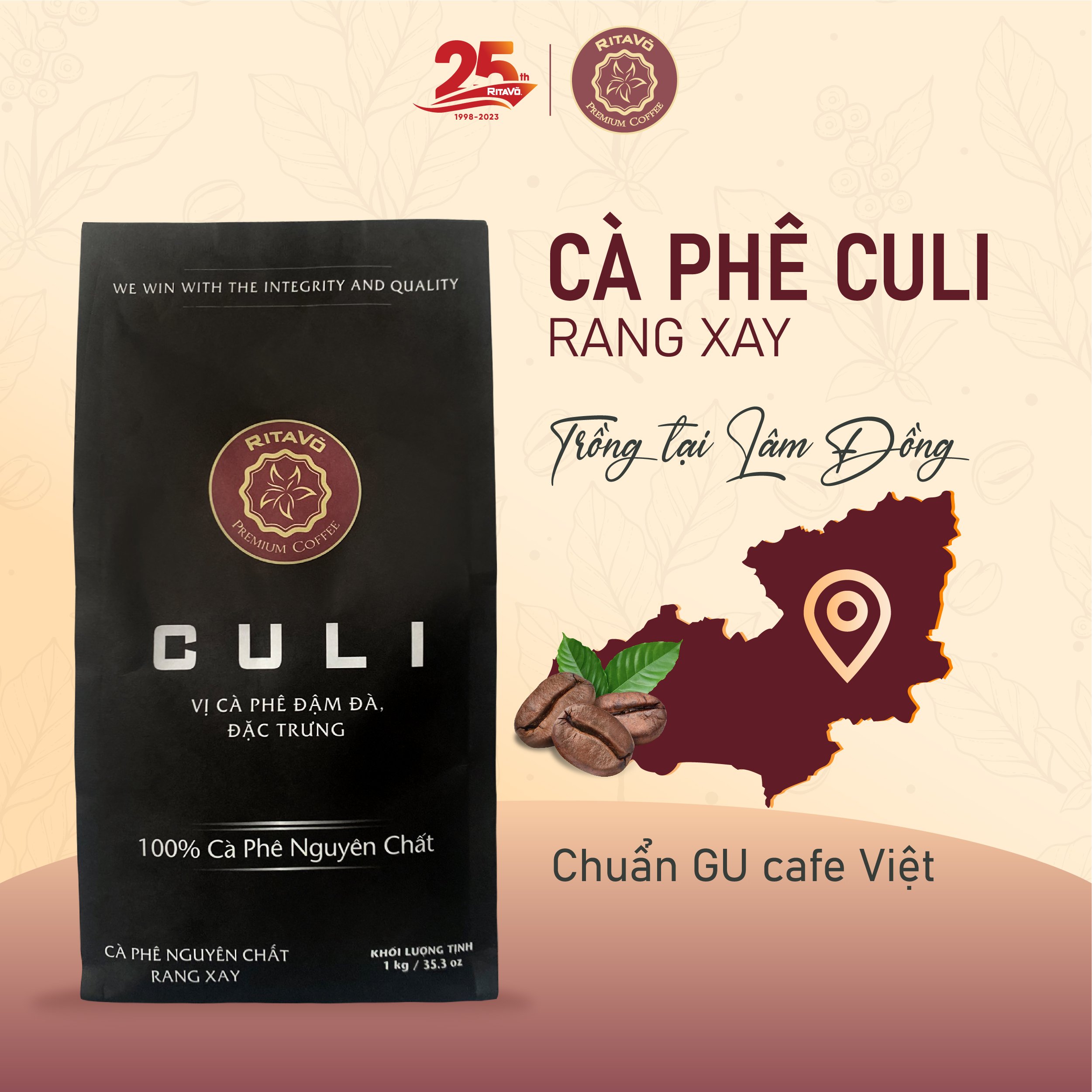 RitaVõ Culi premium roasted and ground coffee - 100% pure coffee 1000g