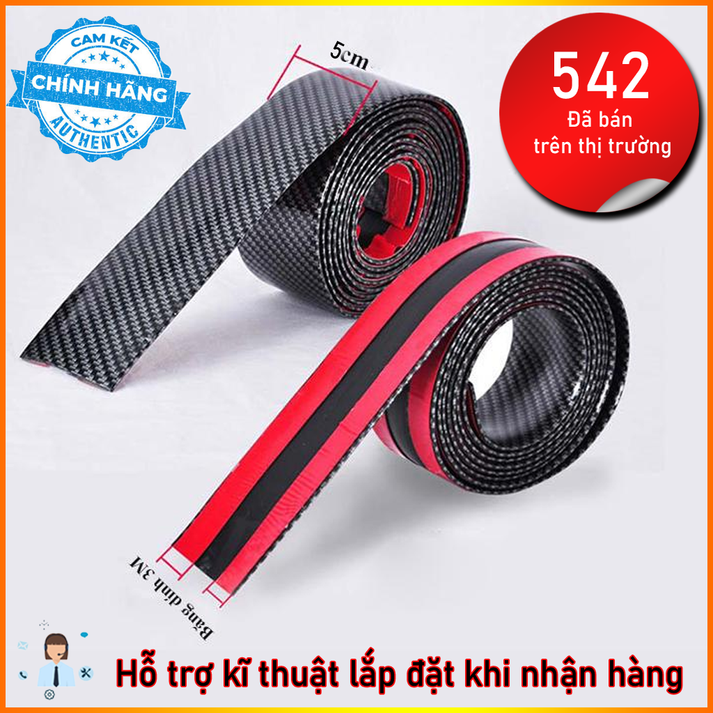 Cuộn 5 met nẹp cacbon trang trí cho xe ô tô (bản 5cm)