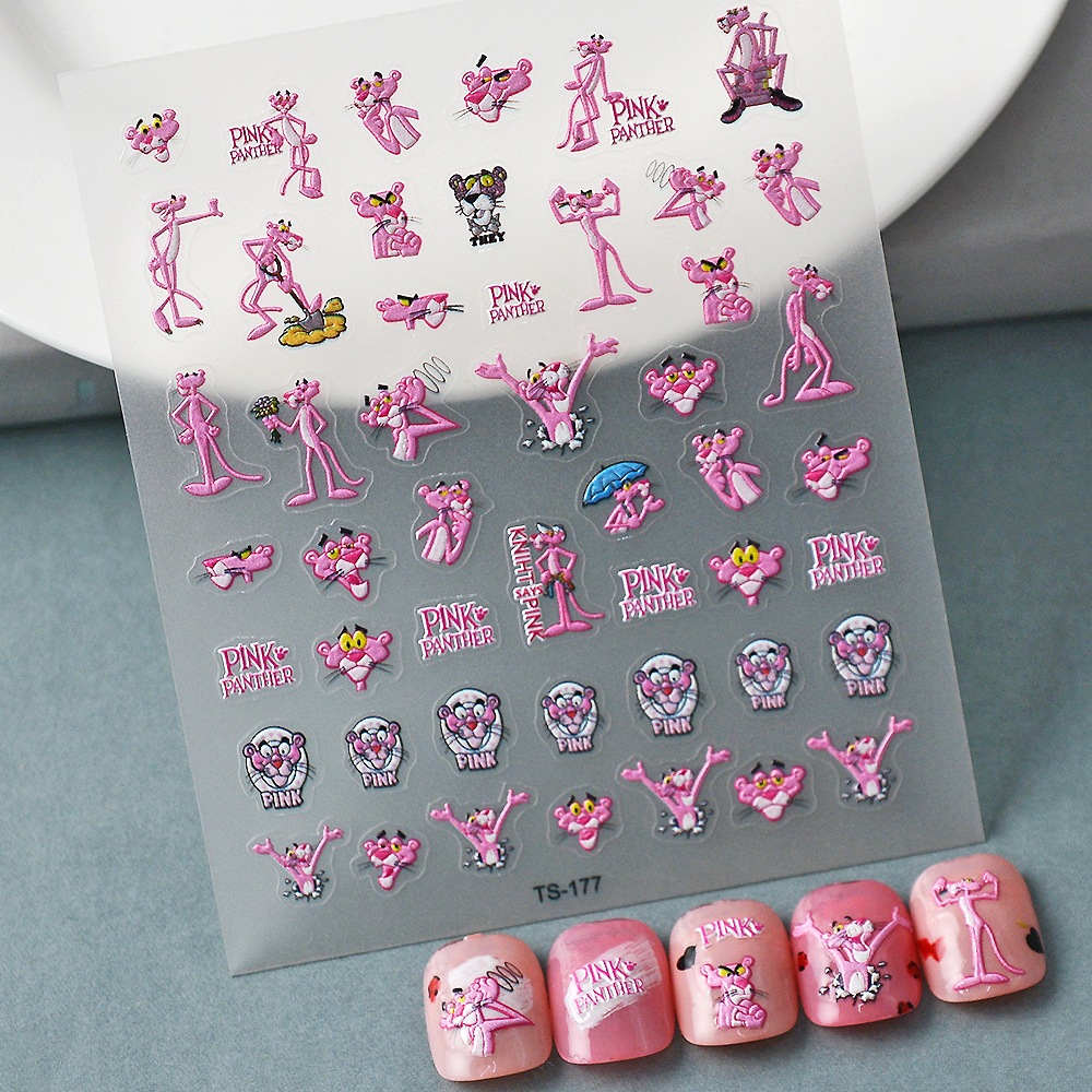 Sticker Lụa Nổi 5D | Báo Hồng | Hình Dán Móng Tay TS-177