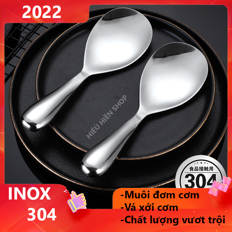 Inox 304-thìa đơm cơm - vá xới cơm - - chất lượng hoàn hảo- cần thiết cho mọi nhà- xới cơm bền vững