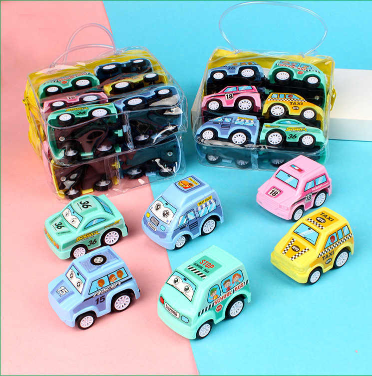 Set 6 Xe Đồ Chơi Chạy Dây Cót Cho Bé Kèm Túi Đựng