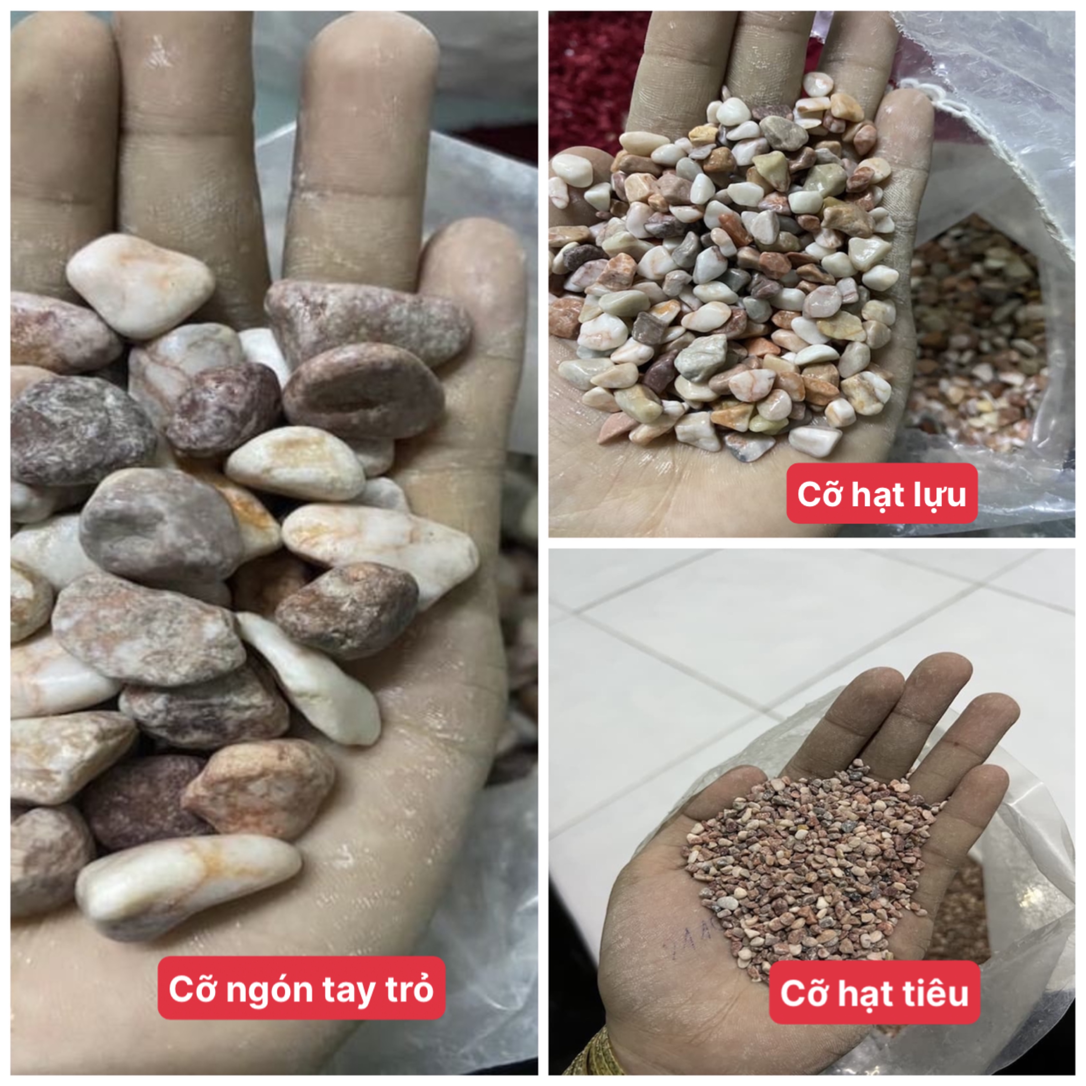 Bịch sỏi HỒNG 1 KG trang trí hồ cá cảnh