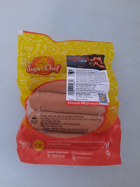 Xúc xích Đức SuperChef CP gói 500g_ 10 cây