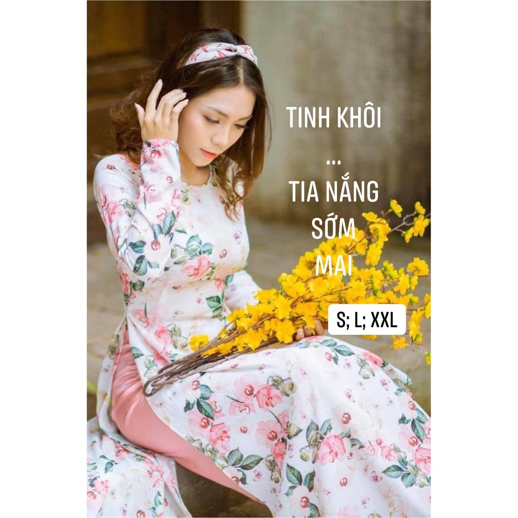 ❤️SIÊU SALE❤️ Áo Dài Lụa Hoa Nhí Ảnh Thật 100%
