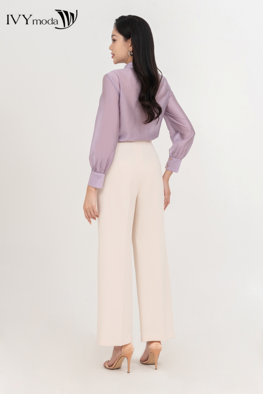 Áo sơ mi lụa đính hoa IVY moda MS 17M8554