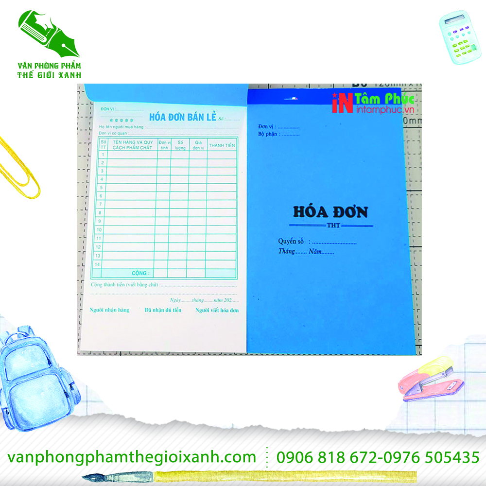 Hoá đơn 2 liên 13x19 25 bộ