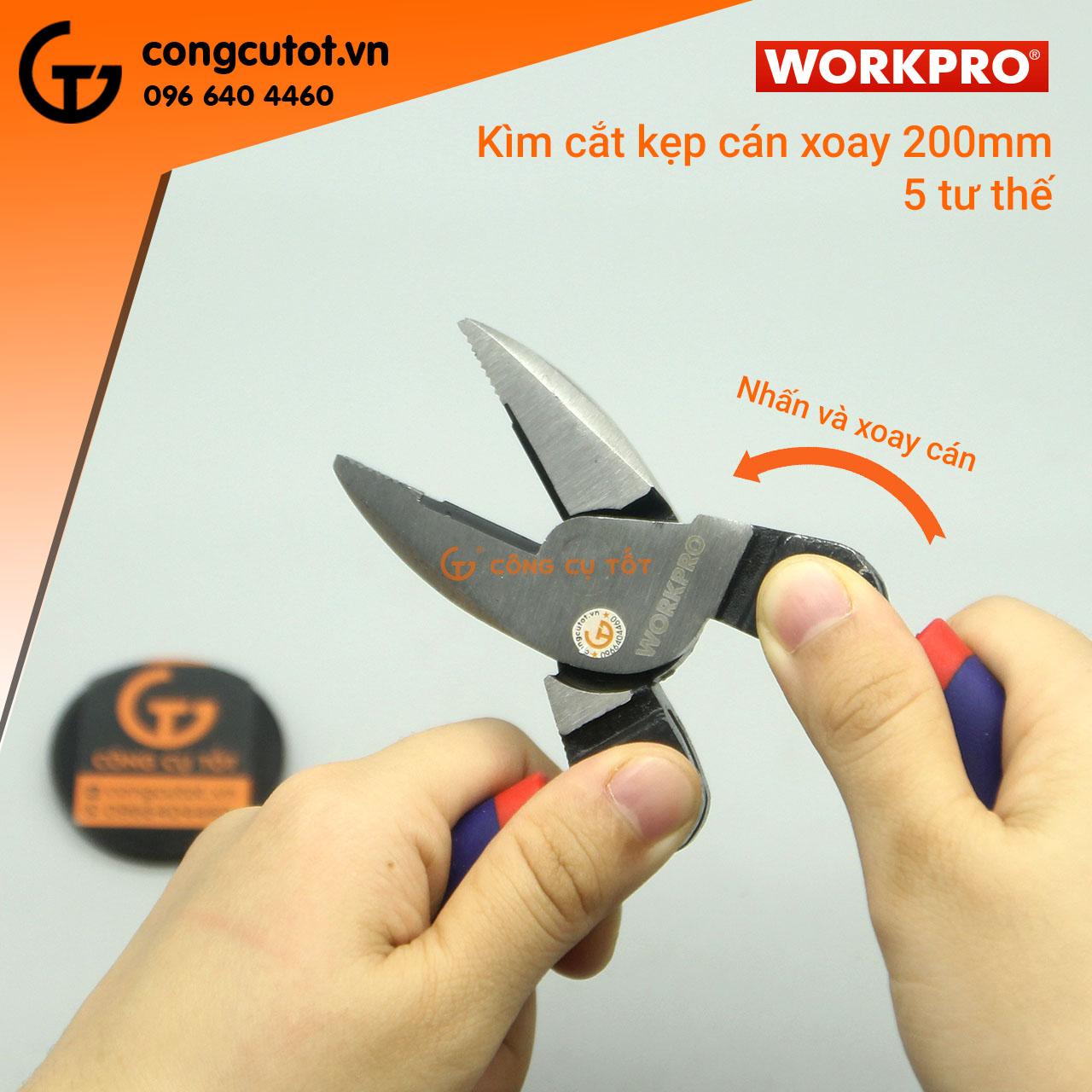 Kềm kẹp cắt cán xoay 200mm Workpro W031183