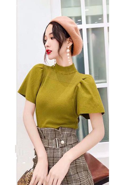 Áo len cộc tay phồng dáng chuẩn