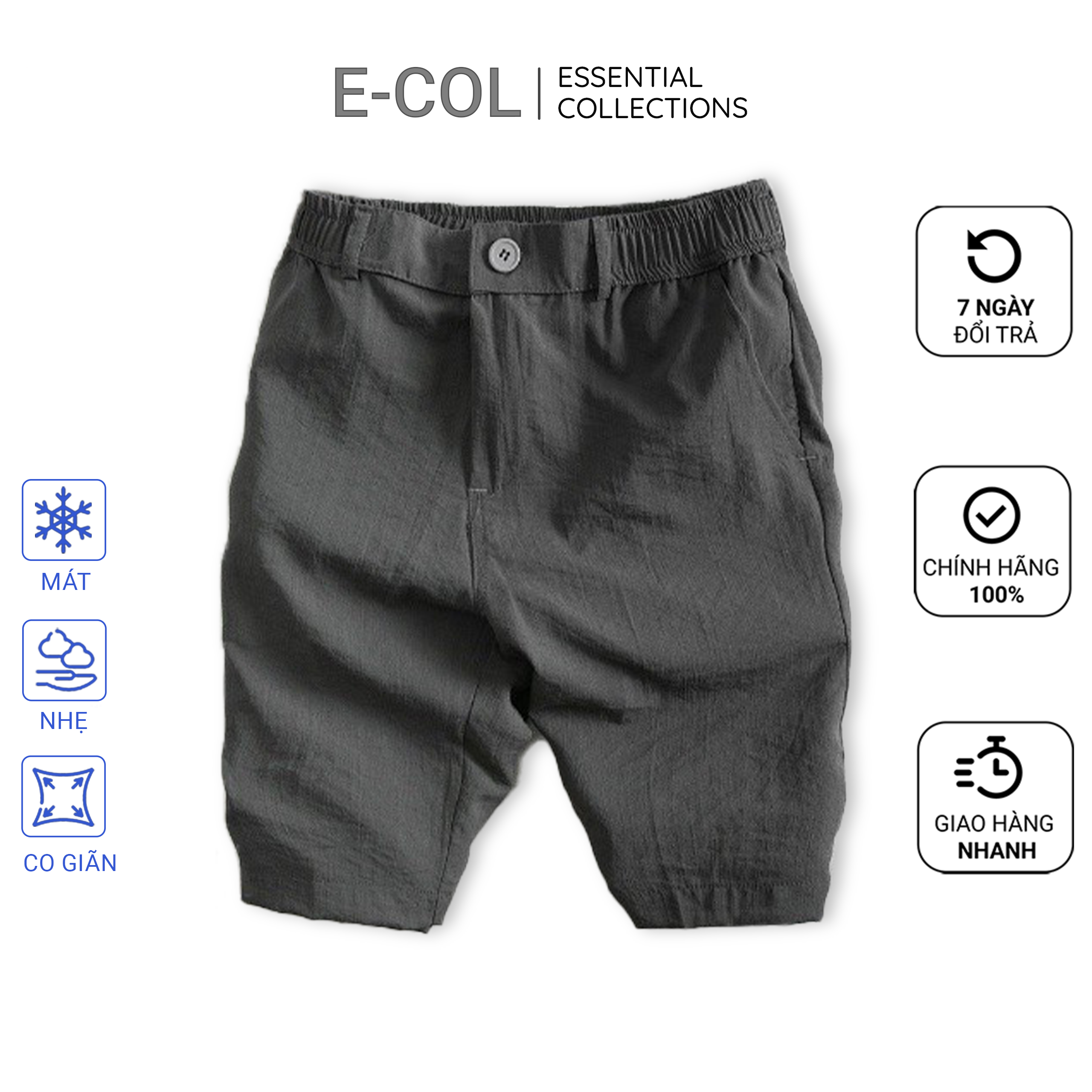 Quần short nam E-COL quần ngố đũi co giãn thoải mái vận động