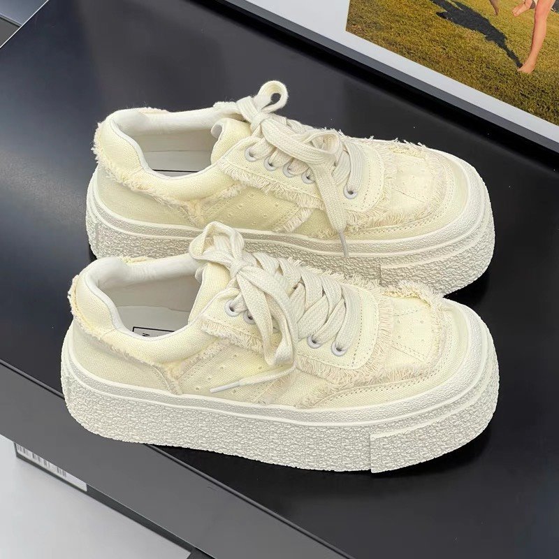 Giày nữ độn đế cao 5p , giày thể thao nữ , giày sneaker nữ vải tua rua hàng cao cấp giá siêu tốt