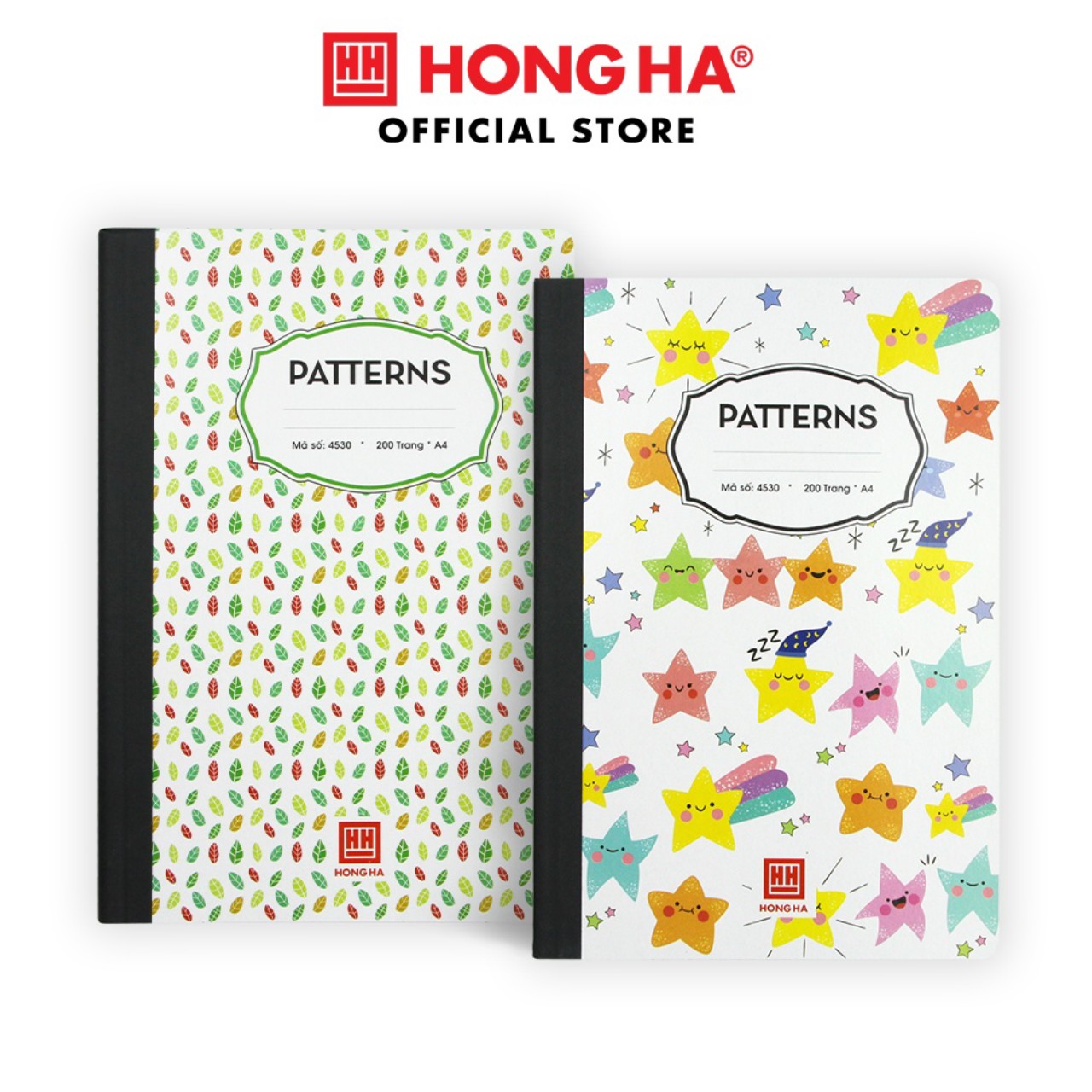 Sổ may dán gáy/ sổ bìa bồi Patterns Hồng Hà kẻ ngang 200 trang định lượng 58gsm