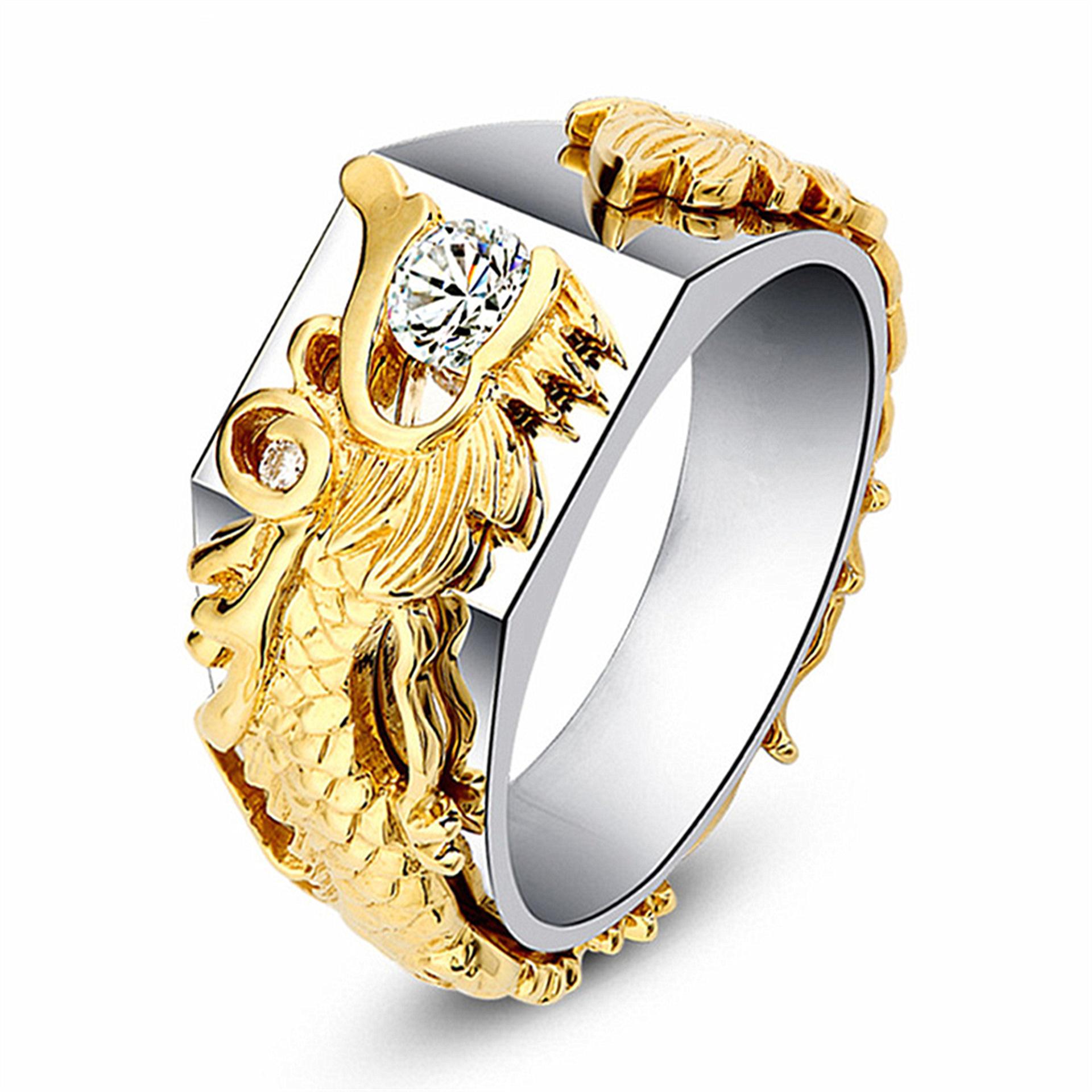 [HCM]Nhẫn Titan Chạm Khắc Rồng Đem Lại May Mắn Tài Lộc Màu Bền Theo Thời Gian RBRONGZIRCON