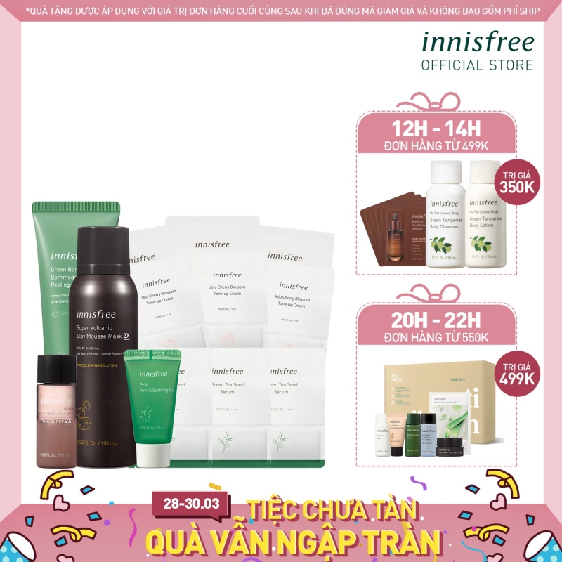 Bộ mặt nạ đất sét innisfree Super Volcanic Mousse Routine Set giá rẻ