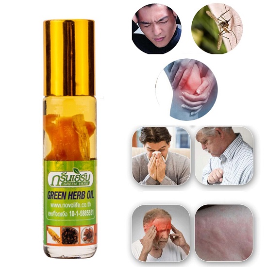 [HCM]dầu lăn nhân sâm Green Herb Oil thái lan 8ml Phòng ngừa cảm mạo trúng gió giảm các triệu chứng đau đầu.Giảm các cơn đau ở khớp tay khớp chân.Hít thông mũi