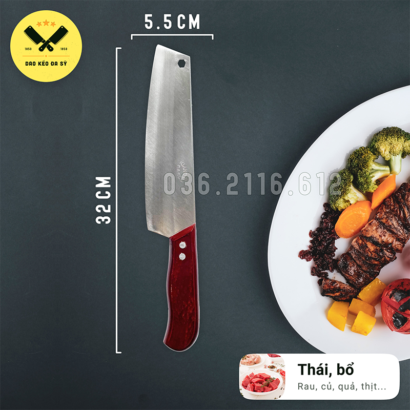 Dao Đa Sỹ, dao Bài Thái thái thịt, thái rau, gọt hoa quả thép Nhật trắng không gỉ