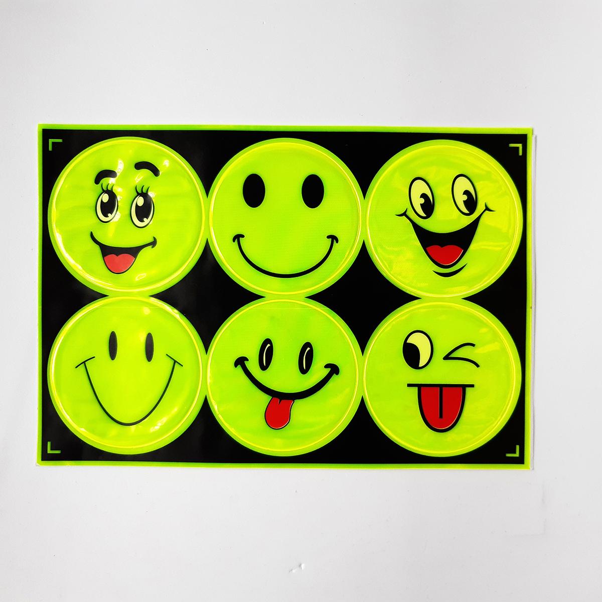 Tấm Sticker dán phản quang 6 hình mặt cười