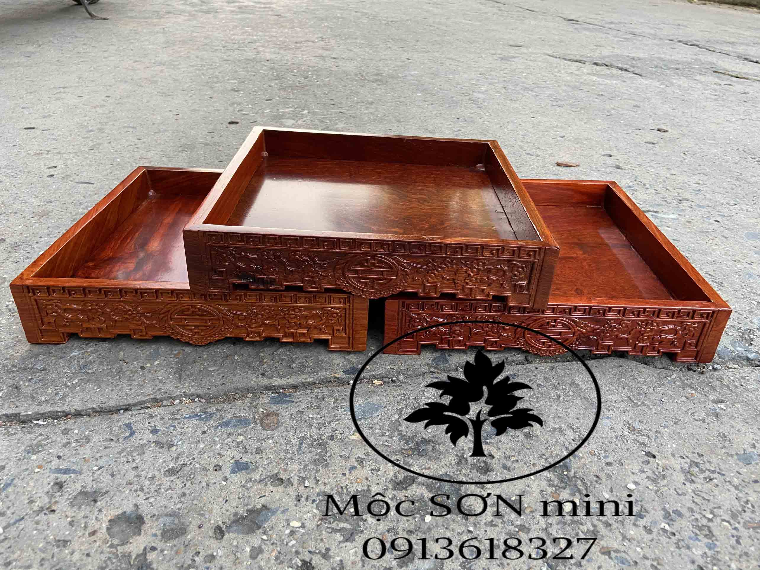 Khay trà chiện trạm thọ gỗ hương,khay trà gỗ cỡ khay trà có vuông 25 và vuông 30 và chữ nhật 25x35