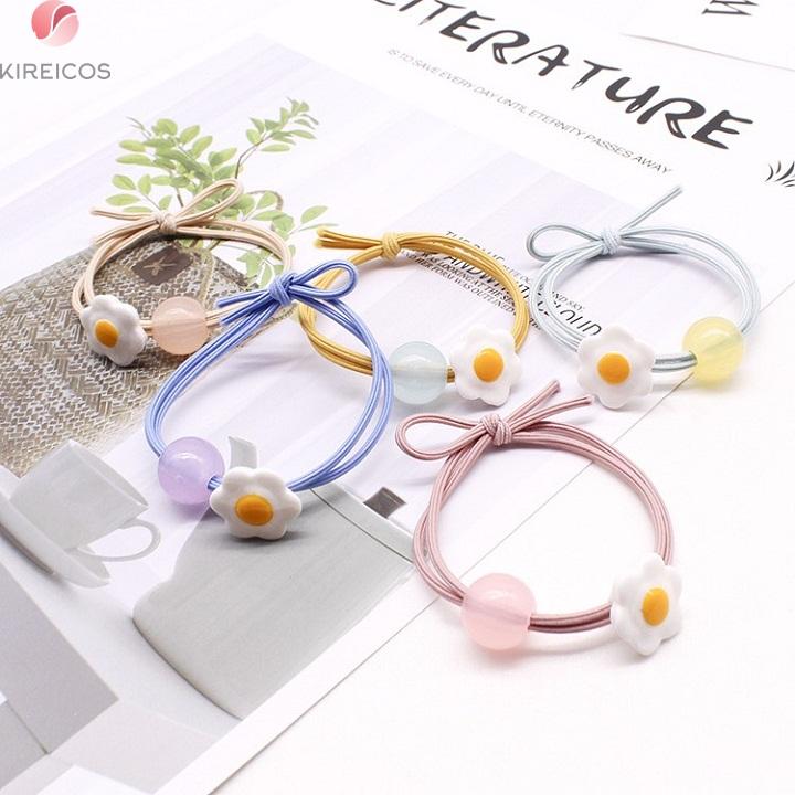 Set 10 Dây Cột Tóc Buộc Tóc Hình Hoa Trứng Dễ Thương Nhiều Màu