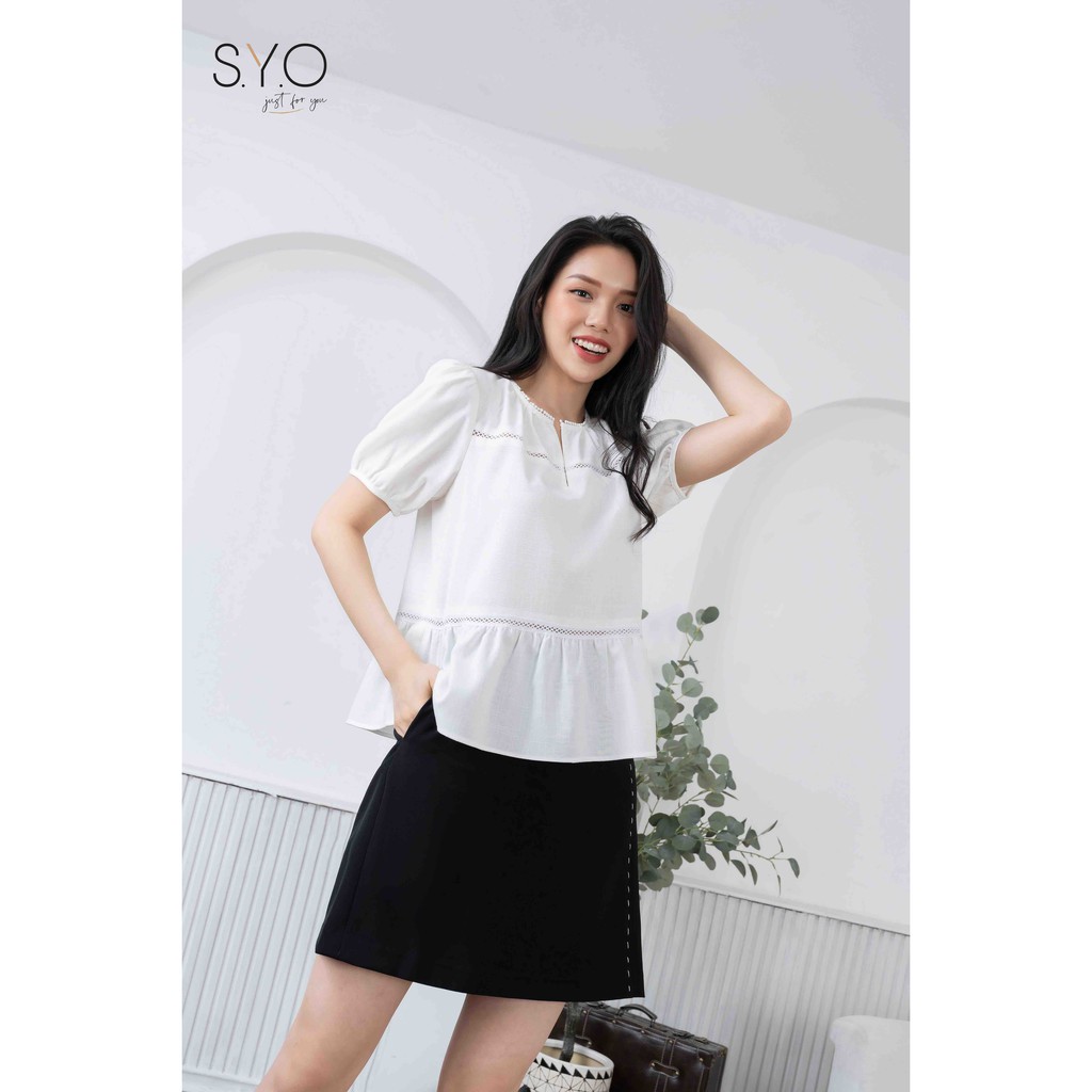 Áo Đũi Peplum Phối Ren A2010-21