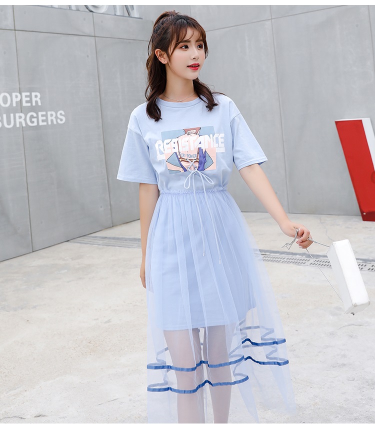 Đầm suông phối chân váy lưới D15