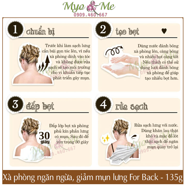 Combo xà phòng & gel xịt mụn lưng For Back giảm mụn, mờ thâm