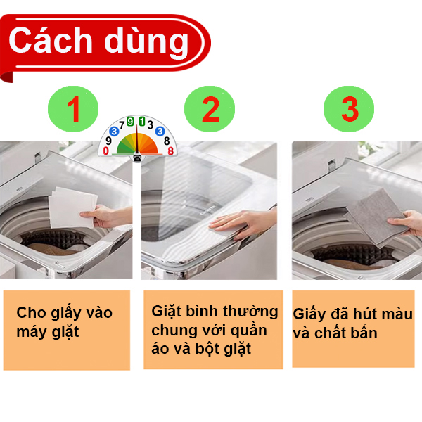 Hộp Giấy Giặt hút màu nhuộm Chống Lem Loang màu Quần áo Túi Lưới Giặt Quần Áo