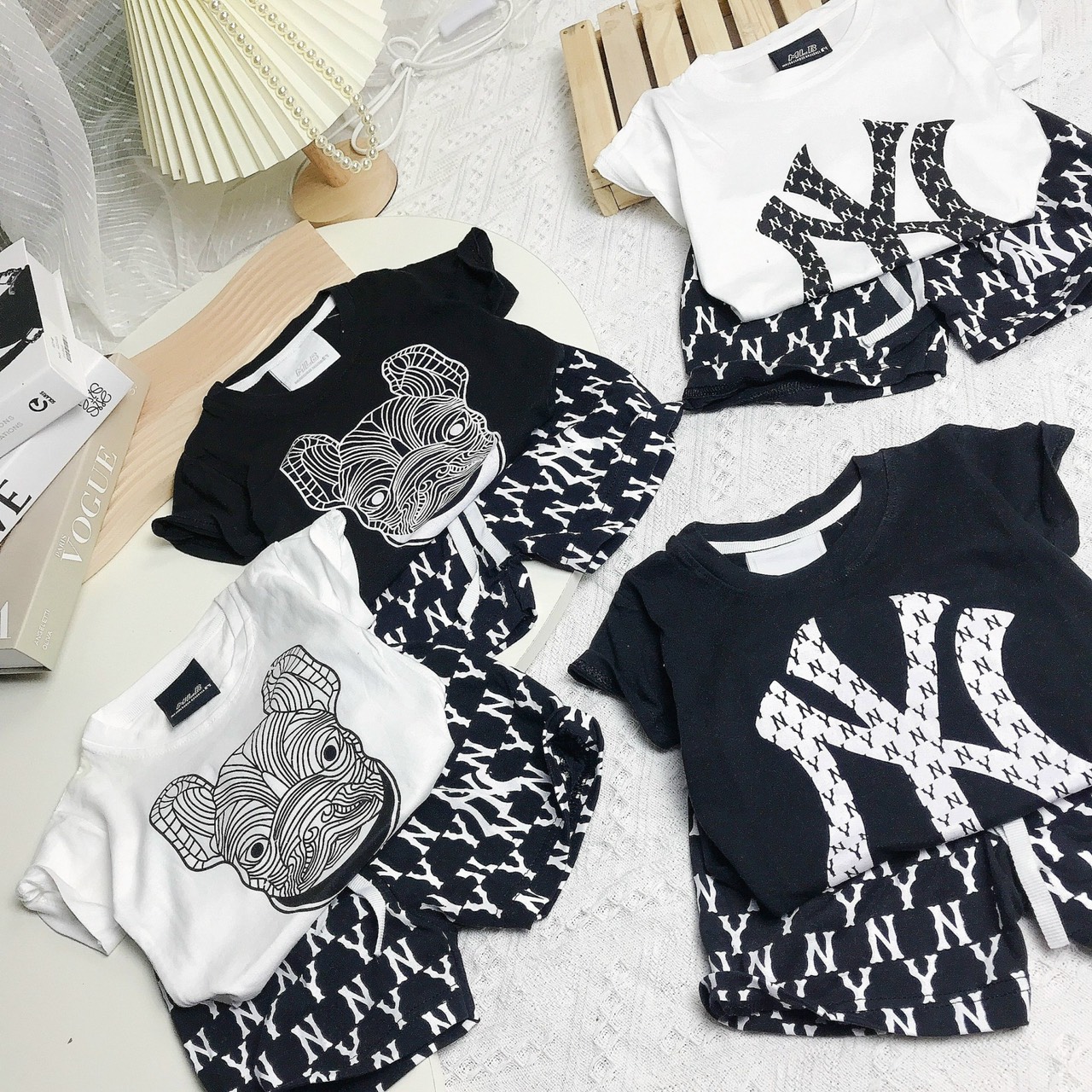 Bộ Quần Áo Cộc Tay Cho Bé Trai In Chữ N.Y Chất Cotton Mặc Hè Cực Mát , Thời Trang Cho Bé Từ 8-28kg-SUMOKISD