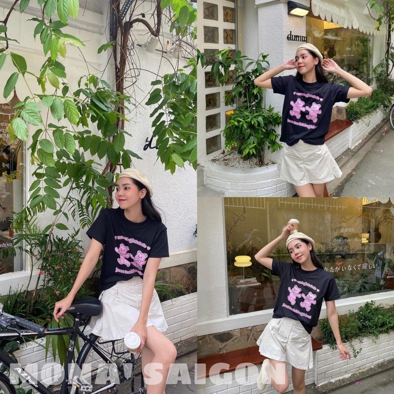 Áo thun baby tee MONÁ - GUMMY ĐEN