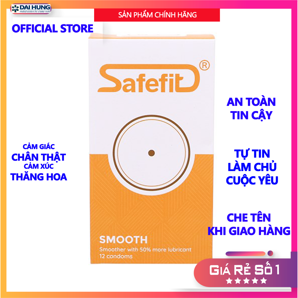 Bao cao su mỏng Nhiều chất bôi TRƠN - SafeFit Smooth - 12 chiếc - 3 chiếc