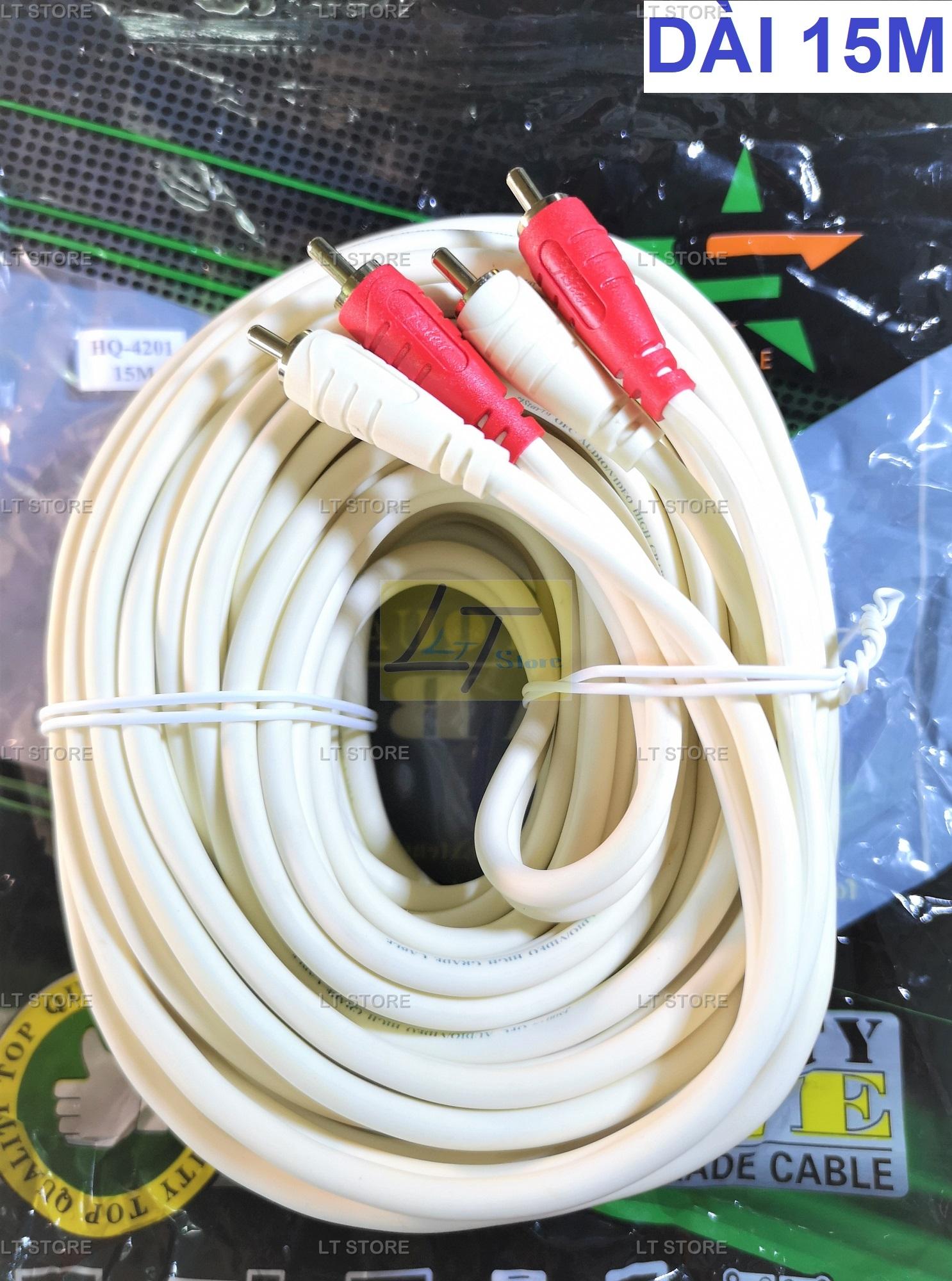 Dây cáp loa 4 đầu AV hoa sen dài 15M cao cấp (Dây loa AV 4 đầu)