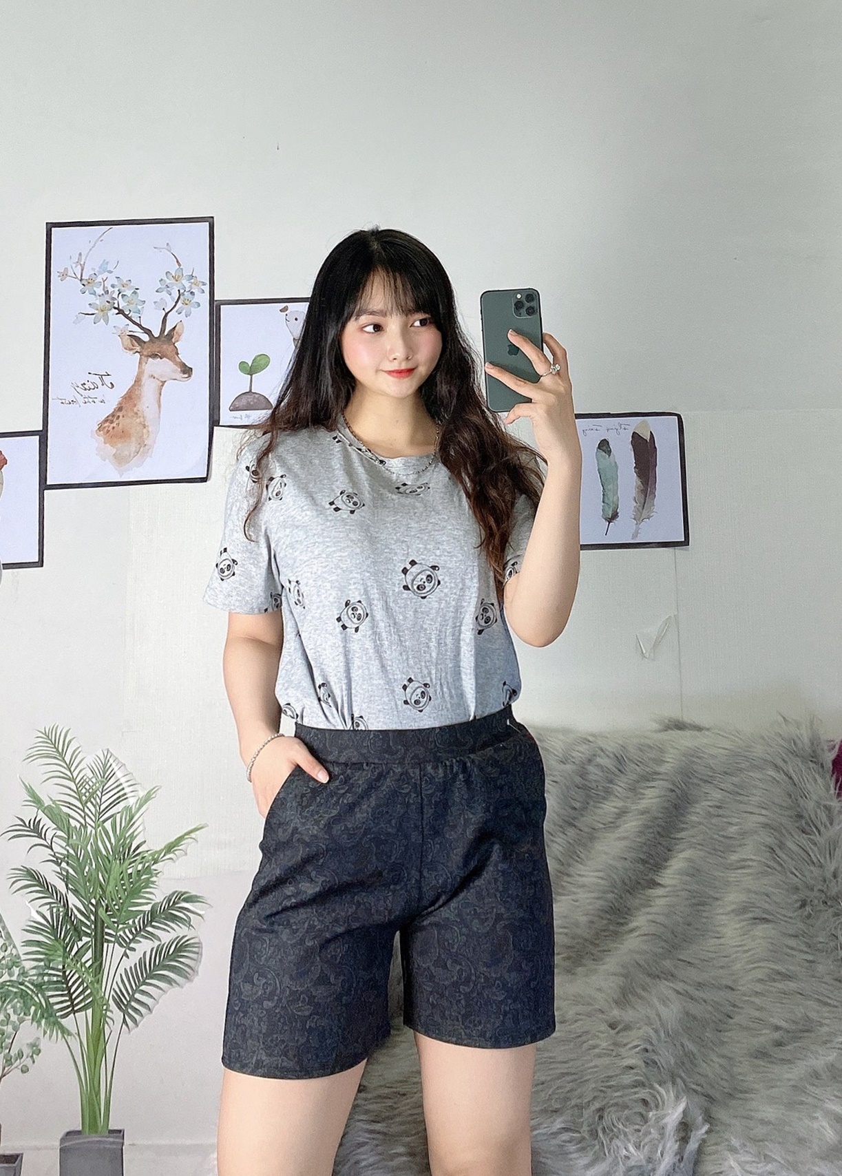 Quần đùi có túi lưng thun co dãn dưới 58kg