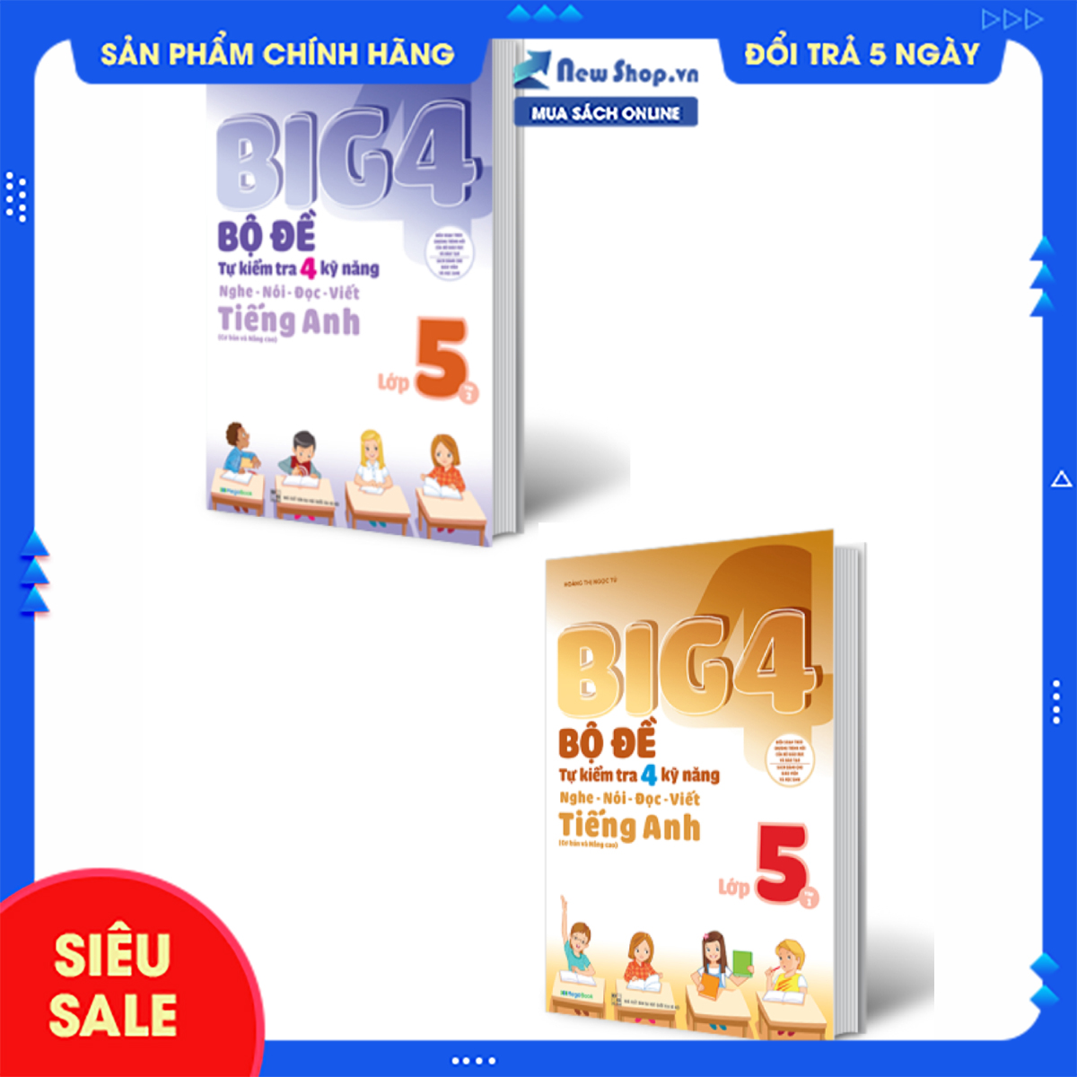 Sách tham khảo - combo big 4 bộ đề tự kiểm tra 4 kỹ năng nghe - nói - đọc - viết tiếng anh lớp 5 tập 1+2 - - newshop