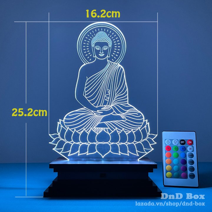 [HCM] Đèn led 3D hình Phật Thích Ca - Mẫu hình ngồi - DnD Box