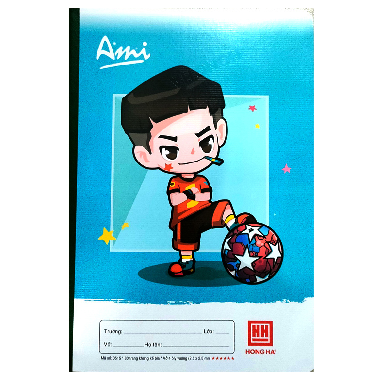 Vở 4 ô ly vuông 80 trang hồng hà school ami 0515