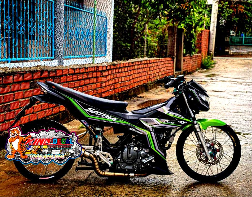 Tem Rời Satria mẫu sọc màu đen xanh xám trắng