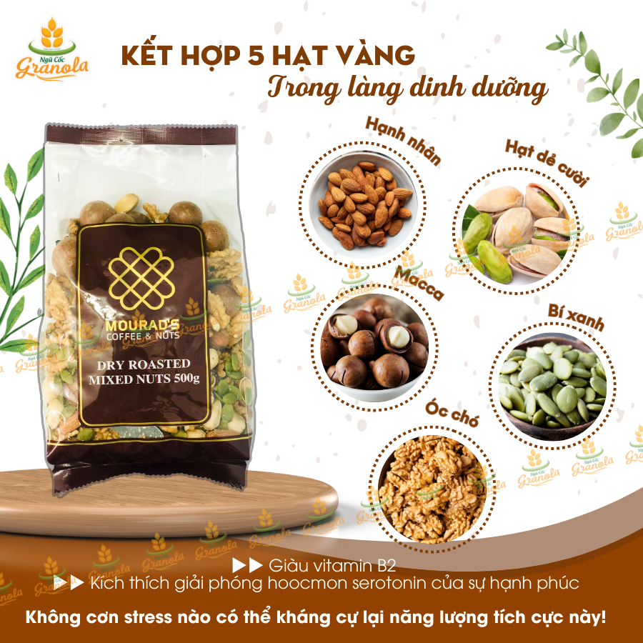 Hỗn Hợp Hạt Mourad's Úc 500g Cao Cấp (Hạnh nhân, hạt điều, macca, hạt bí, hạt dẻ cười) - (Hạt Ngon)