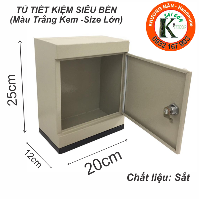 LOẠI 1 - Tủ Tiết Kiệm KHÓA CHÌA (Màu Trắng Kem SIZE LỚN)
