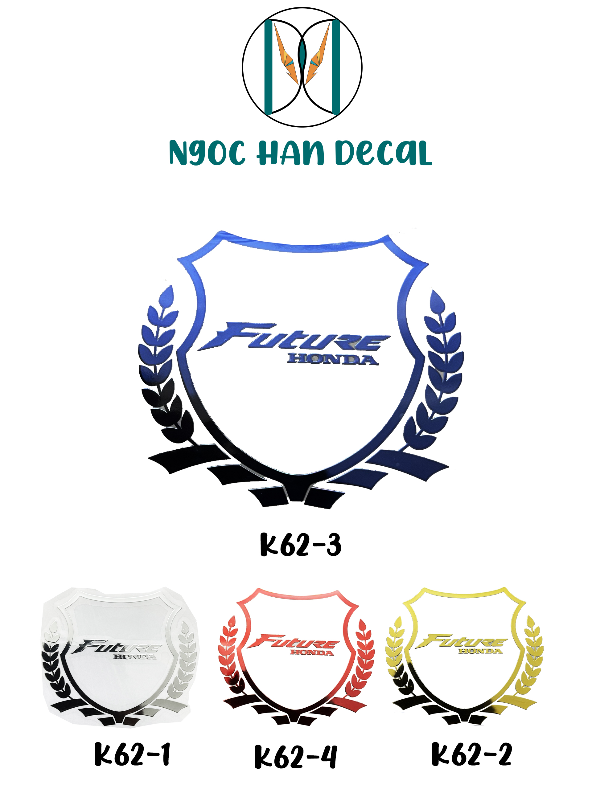 Tem kim loại 3d nổi logo xe future - k62