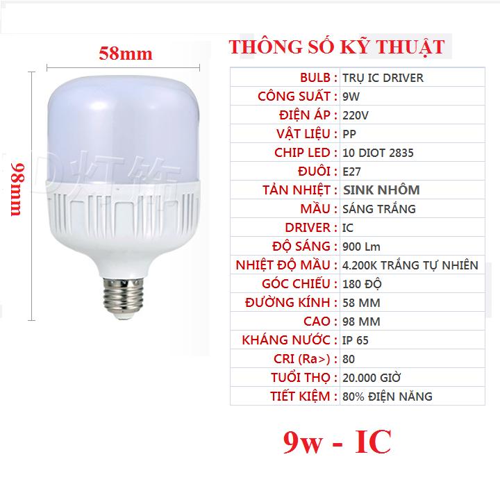 Bóng đèn LED đủ 9w sáng trắng hặc sáng vàng