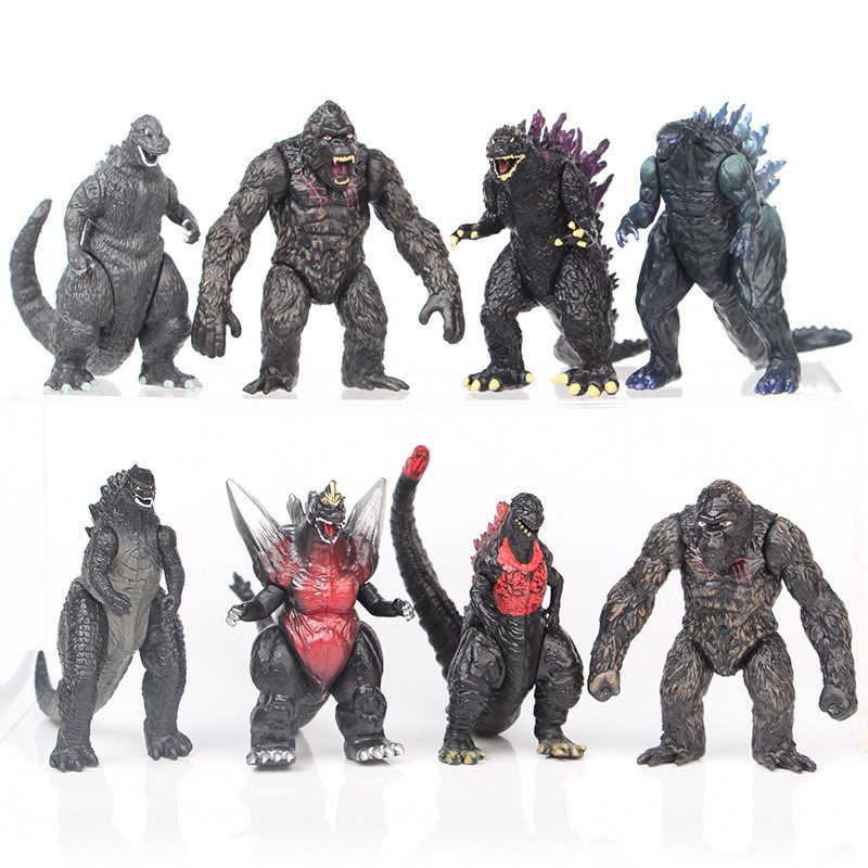Bộ 08 mô hình quái vật godzilla vs kong - đại chiến quái vật khổng lồ