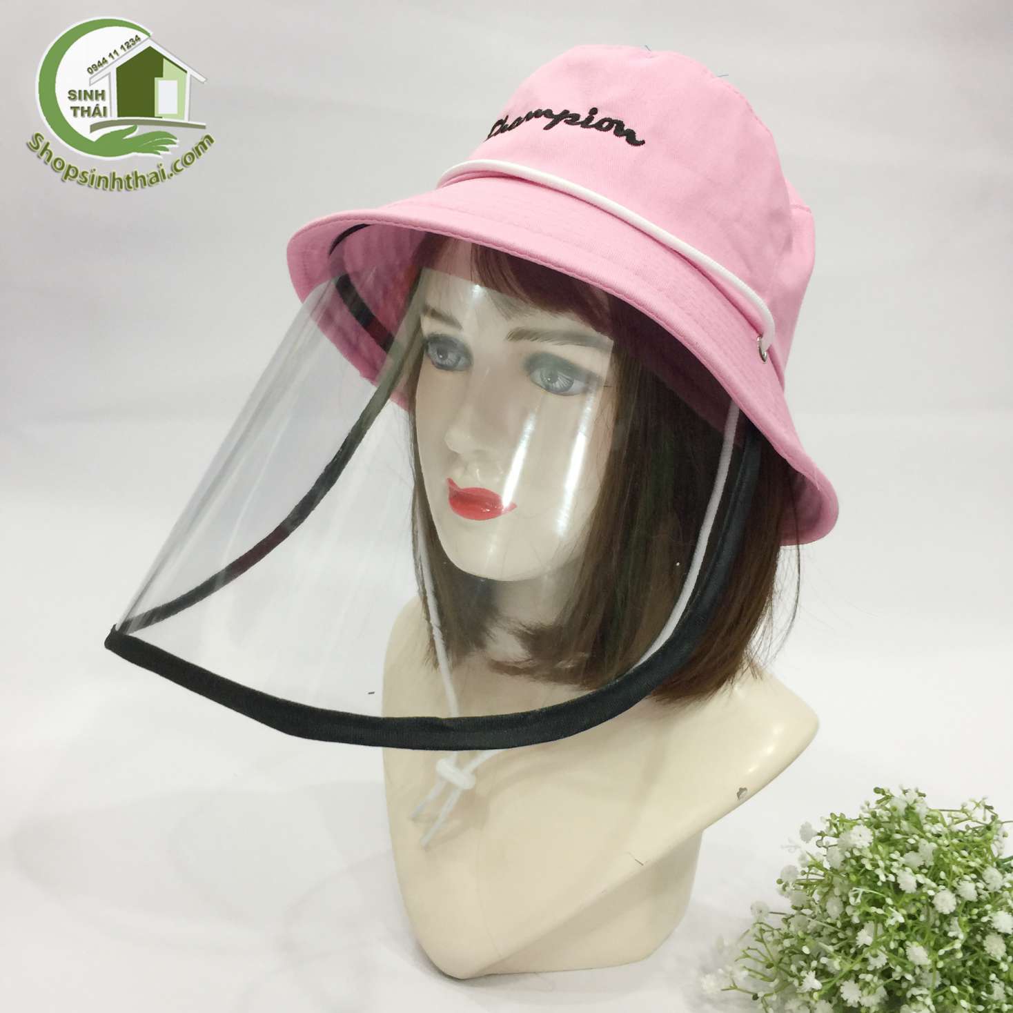 [HCM]Nón mũ chống giọt bắn nước bọt - nón mũ có màn che kính màu hồng - kiểu ngẫu nhiên