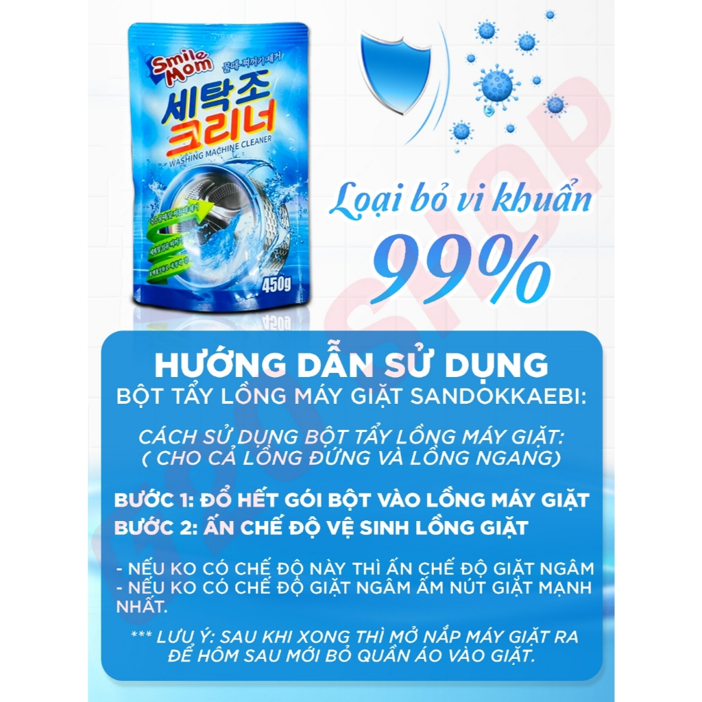 Bột Tẩy Vệ Sinh Lồng Máy Giặt 450g