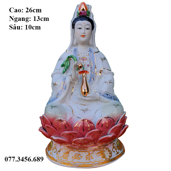 Tượng phật bà quan âm 10in màu xanh