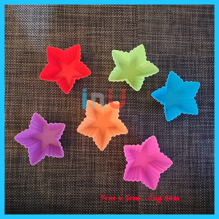 HCM - Combo 5 khuôn silicon nướng bánh cupcake ngôi sao đáy 5cm