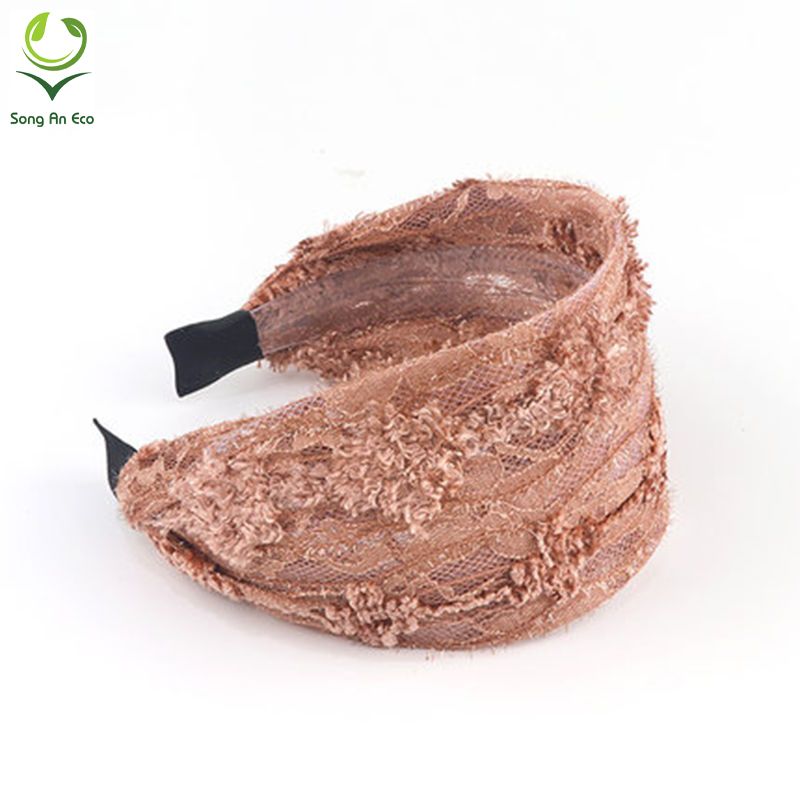 (5 màu) Bờm cài tóc bản to ren hoa dễ thương BN131